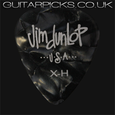 Dunlop Celluloid Classics Standard Black Perloid Extra Heavy Guitar Picks - Click Image to Close