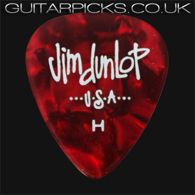 Dunlop Celluloid Classics Standard Red Perloid Heavy Guitar Picks - Click Image to Close