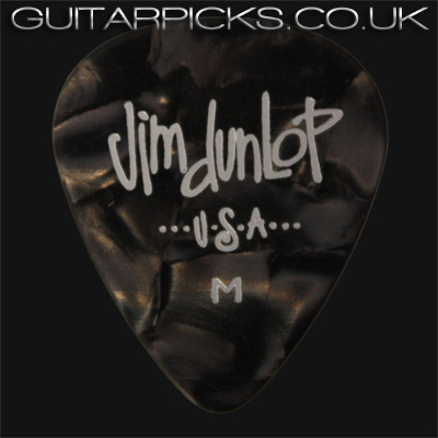 Dunlop Celluloid Classics Standard Black Perloid Medium Guitar Picks - Click Image to Close