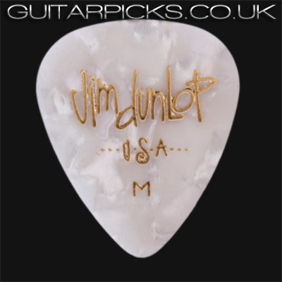 Dunlop Celluloid Classics Standard White Perloid Medium Guitar Picks - Click Image to Close