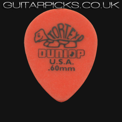 Dunlop Tortex Small Tear Drop 0.60mm Orange Guitar Picks - Click Image to Close